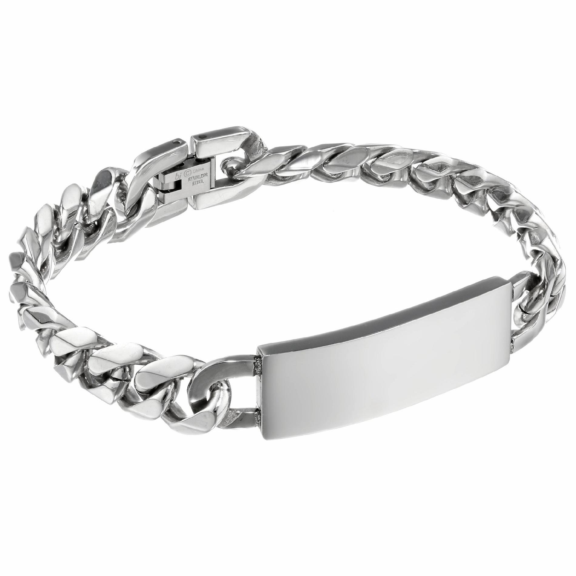 Beveled Identification Bracelet Ion Plated Stainless Steel -12mm