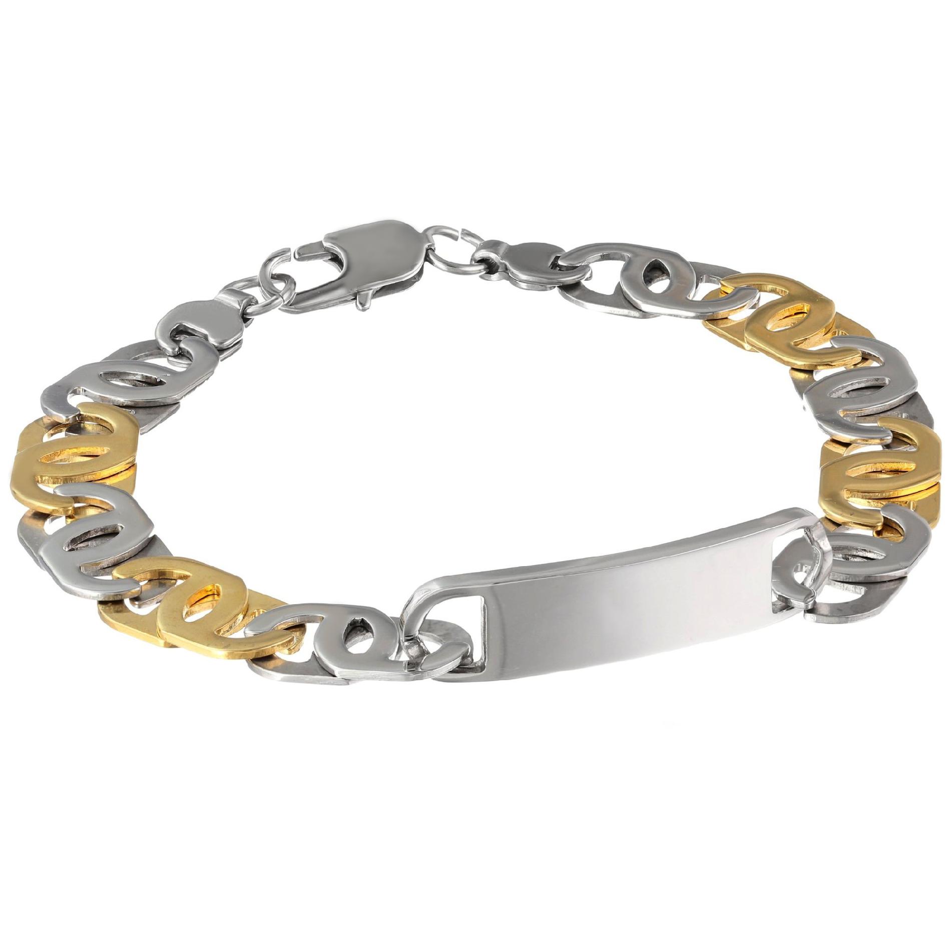 Mariner Chain Identification Bracelet in Stainless Steel with Gold IP - 10mm
