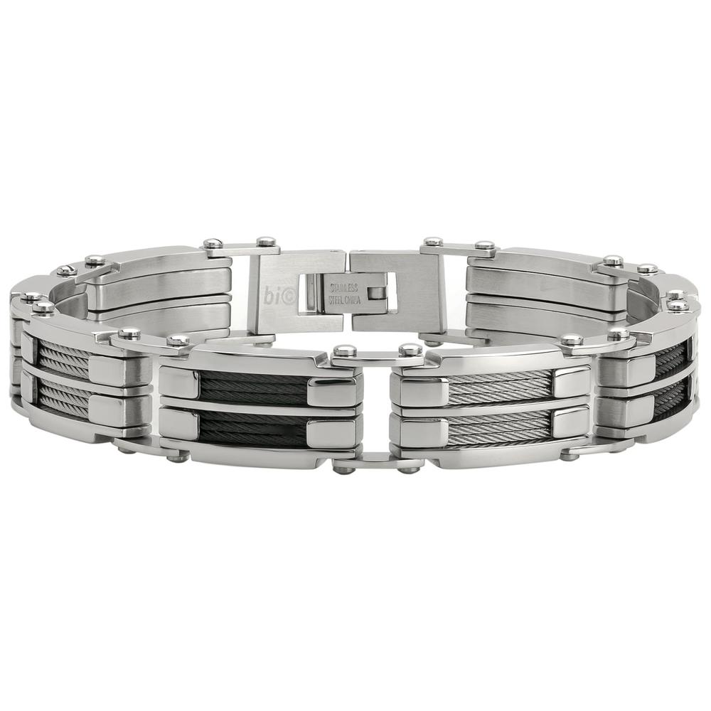 Beveled Curb Identification Bracelet in Stainless Steel - 12mm