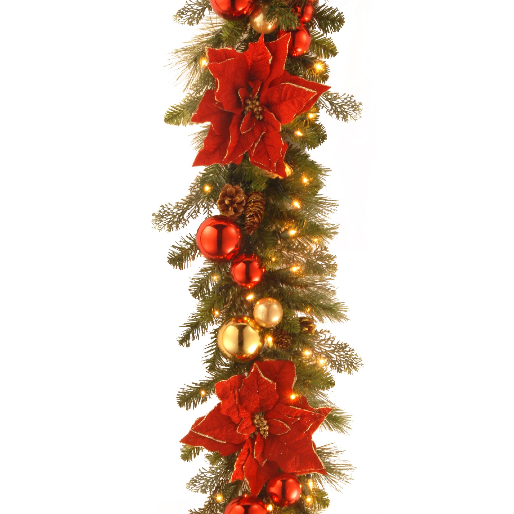 9 ft. Decorative Collection Home for the Holidays Garland with Clear Lights