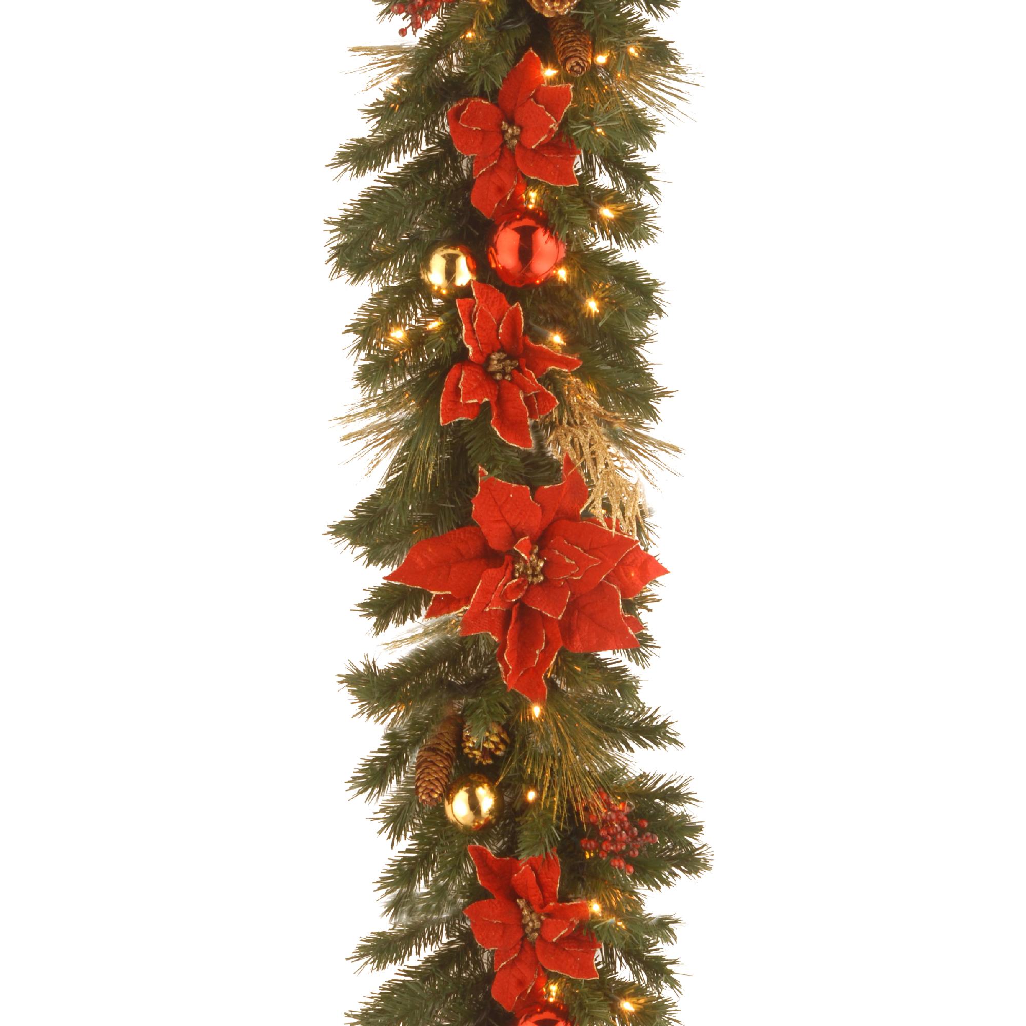9 ft. Decorative Collection Home Spun Garland with Clear Lights