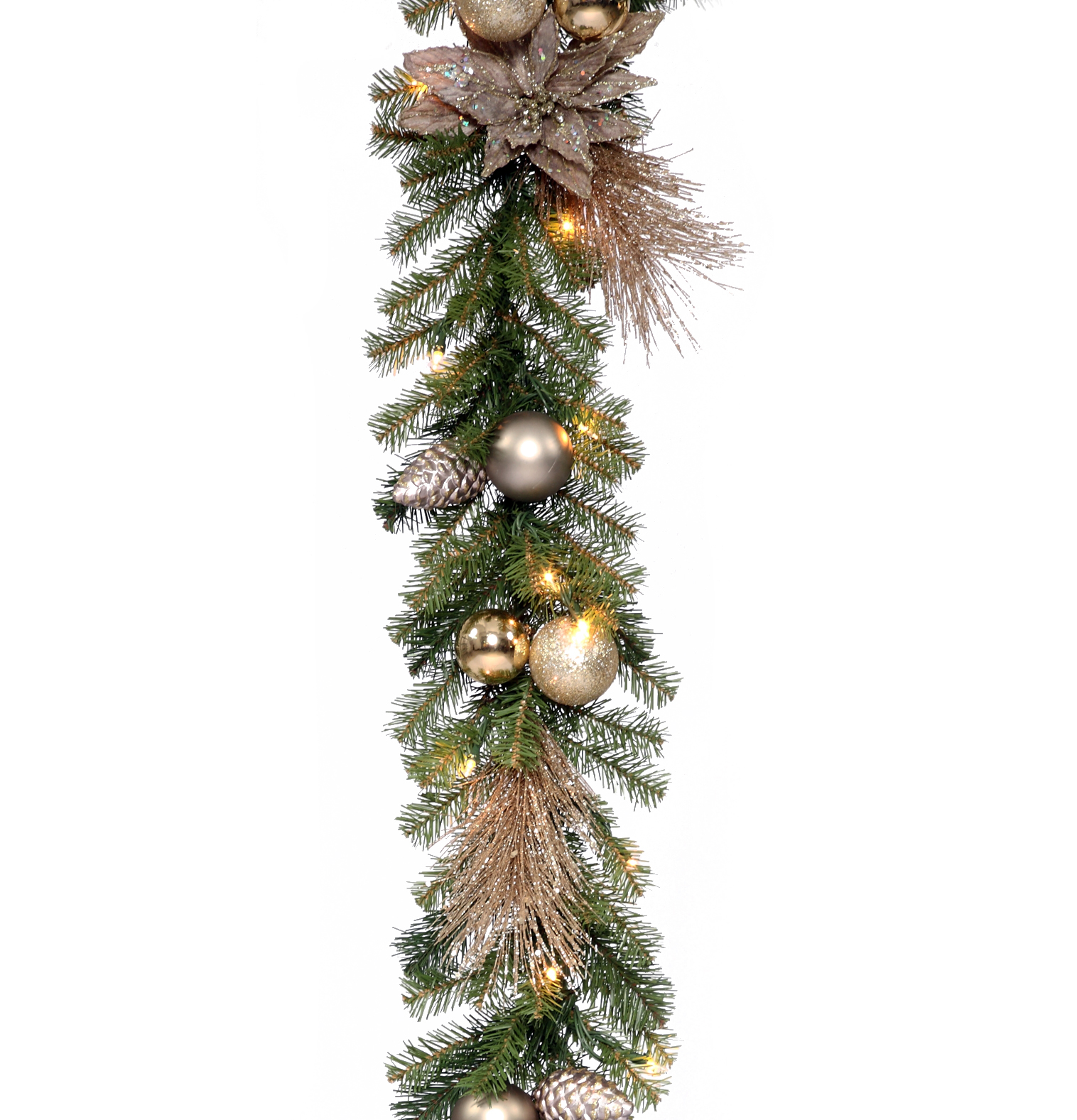 9 ft. Decorative Collection Metallic Garland with Clear Lights
