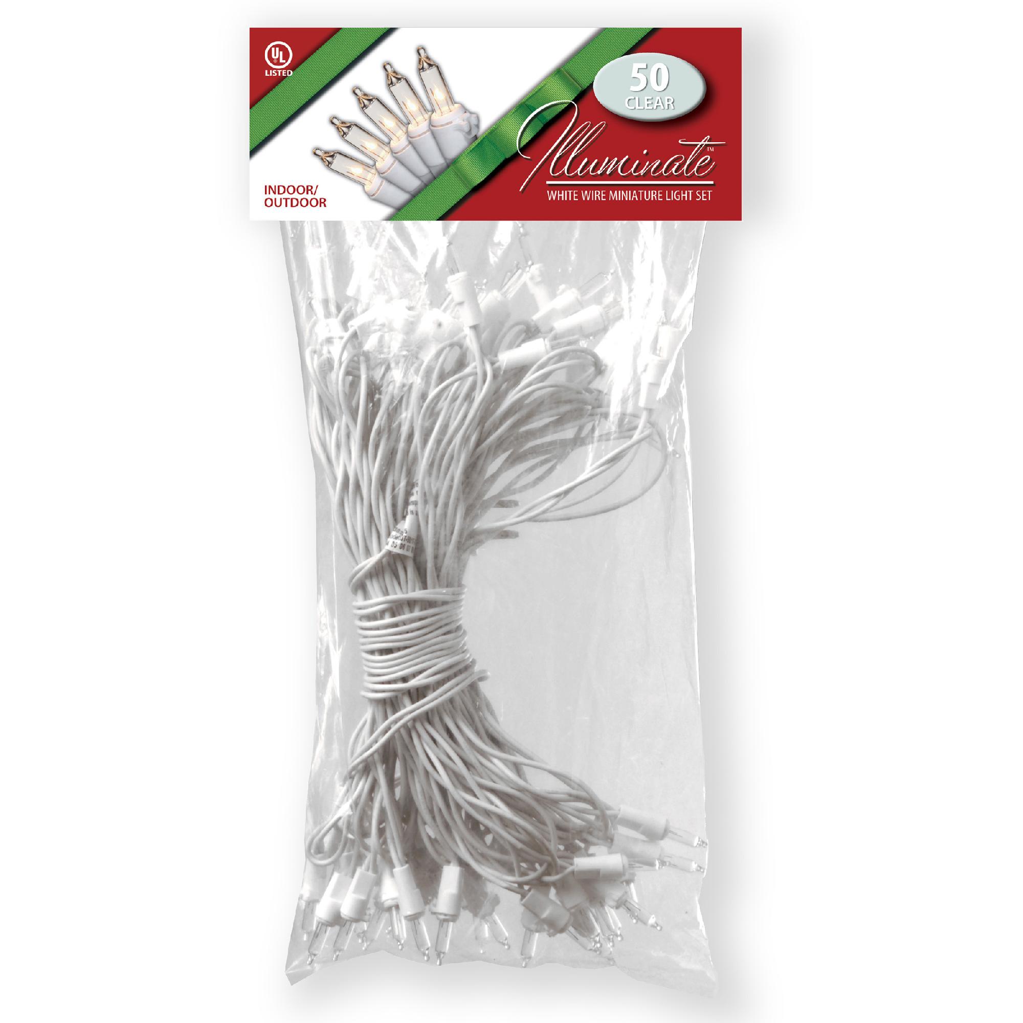 National Tree Company 50 Bulb Light String Set, Clear with White Wire