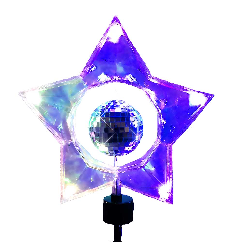 5 Light Rotating Mirror Ball Star tree topper with UL Approved adaptor