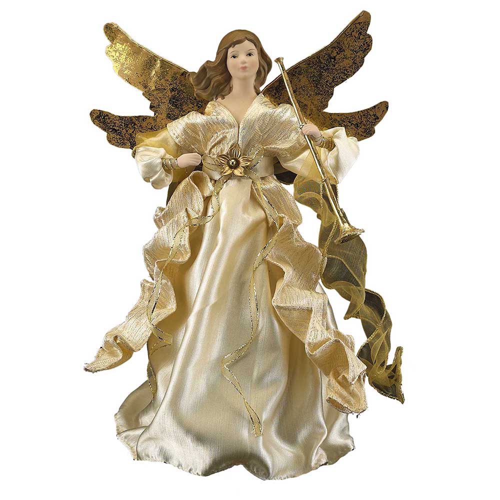 14" Ivory and Gold Angel tree topper