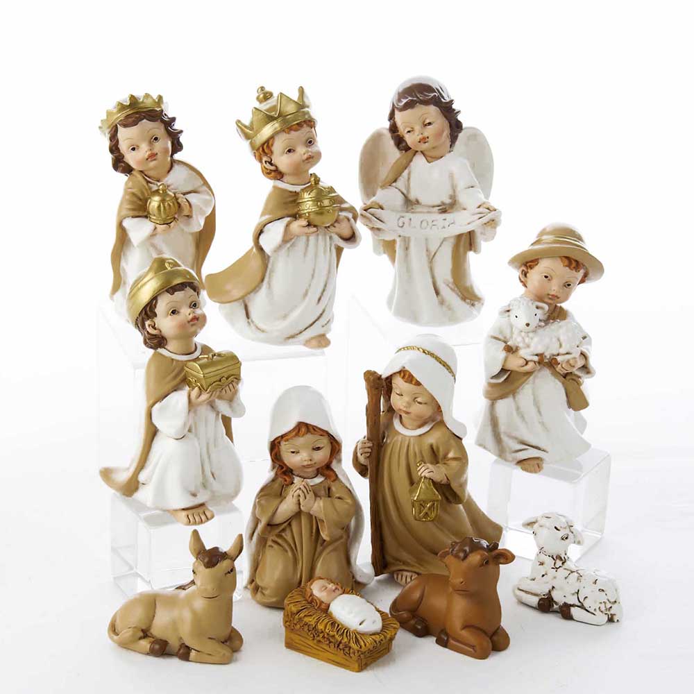 4" Polyester Infant Nativity Table piece Set of 11 Pieces