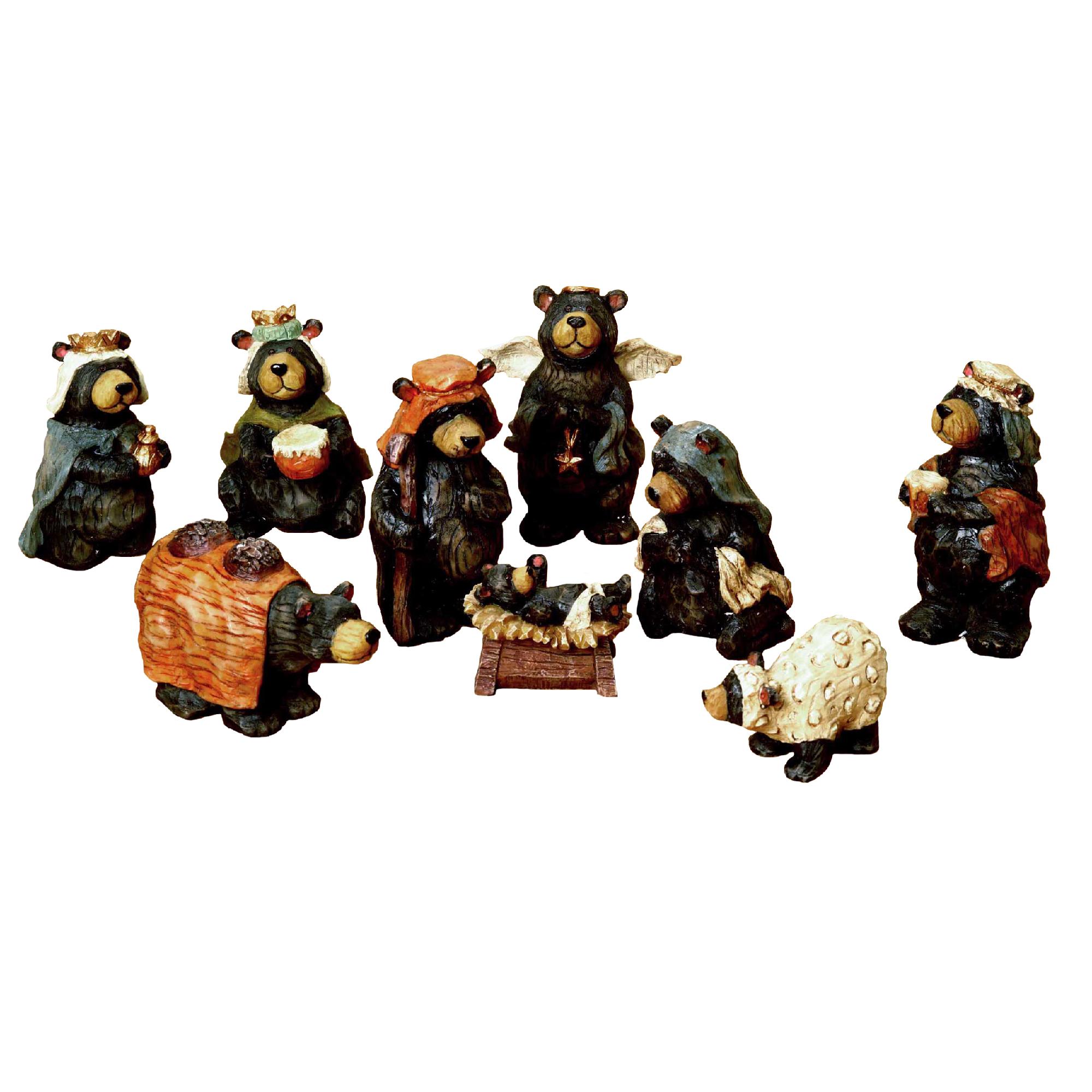 4" Resin Nativity Bear Set of 9 Pieces