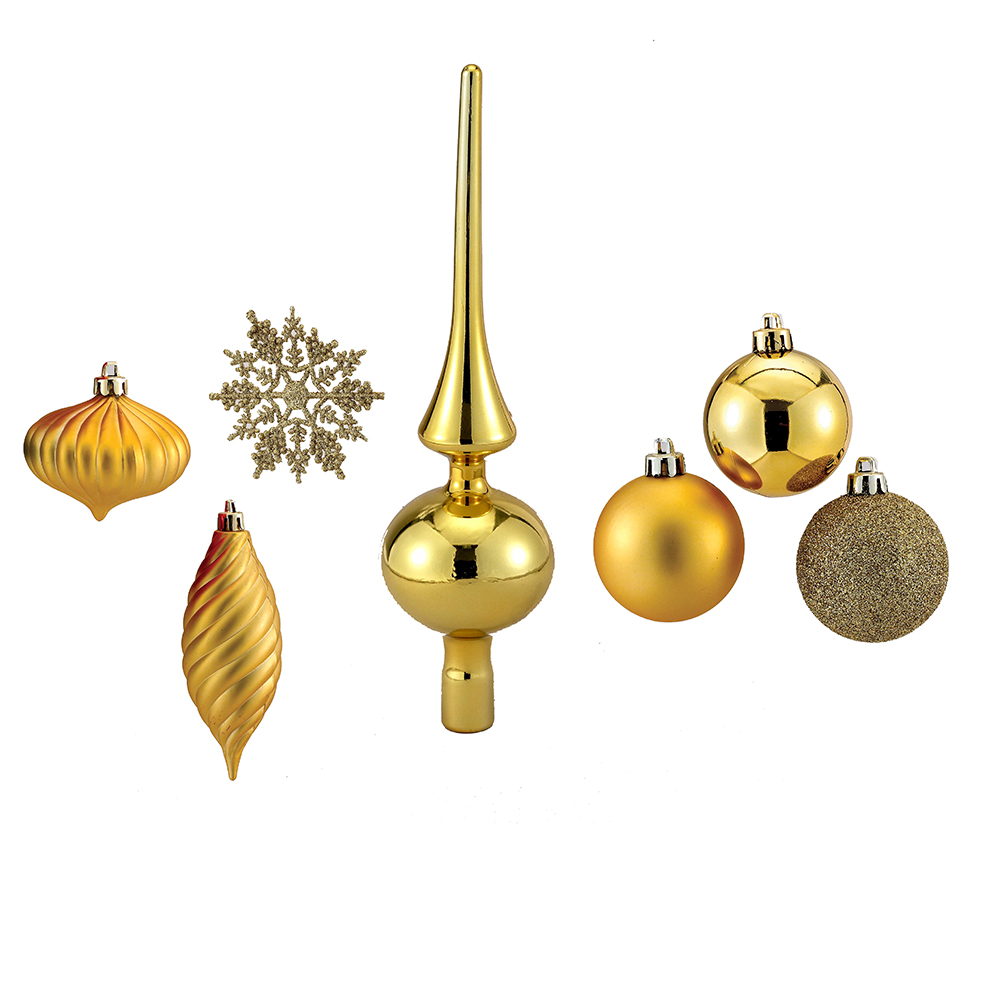150-Piece Gold Shatterproof Tree Decorating Kit