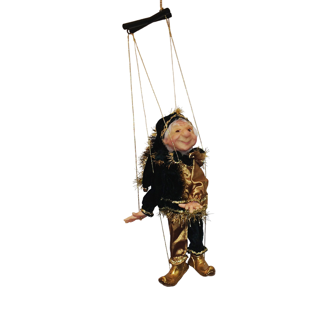 7" Jacqueline Kent Miniature Green and Gold Marionette Ornament