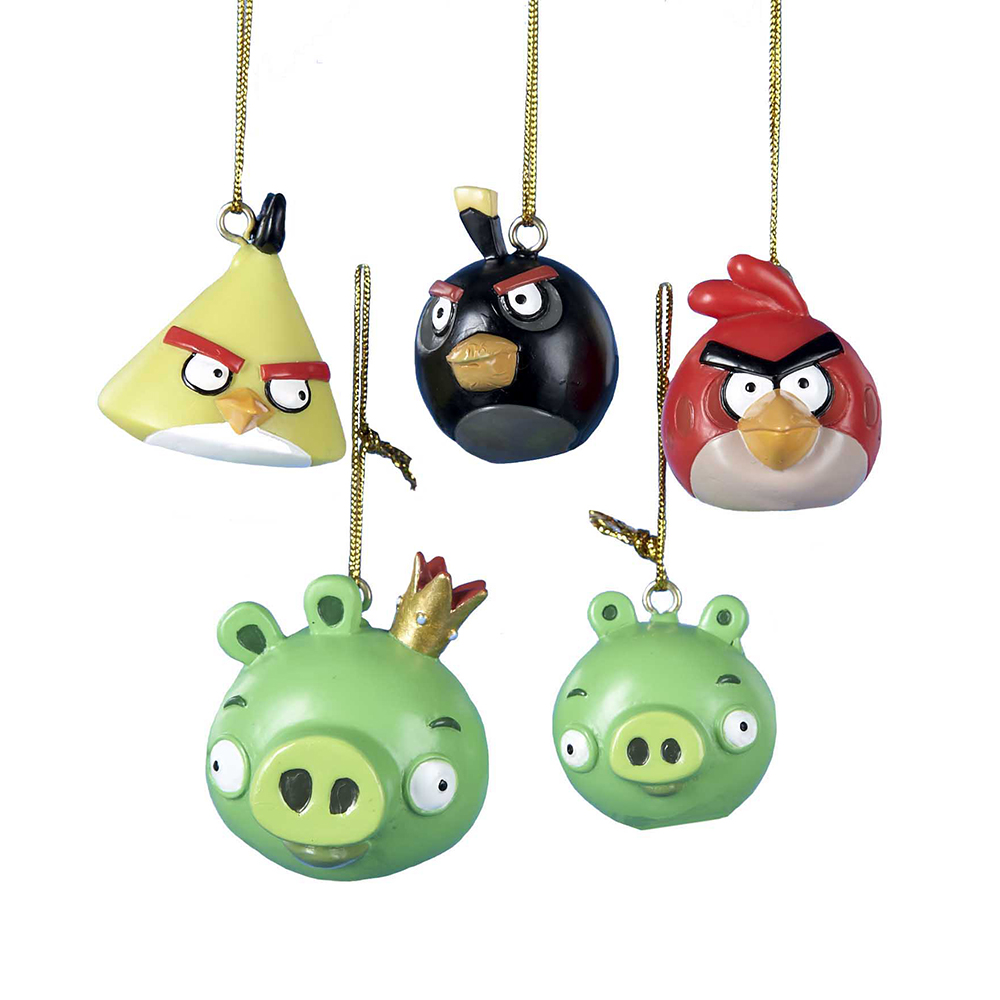 1.75" Resin Angry Birds Mini Ornaments 5-Piece Set