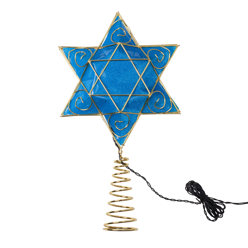 13" Battery-Operated Hanukkah tree topper with 8 LED Lights
