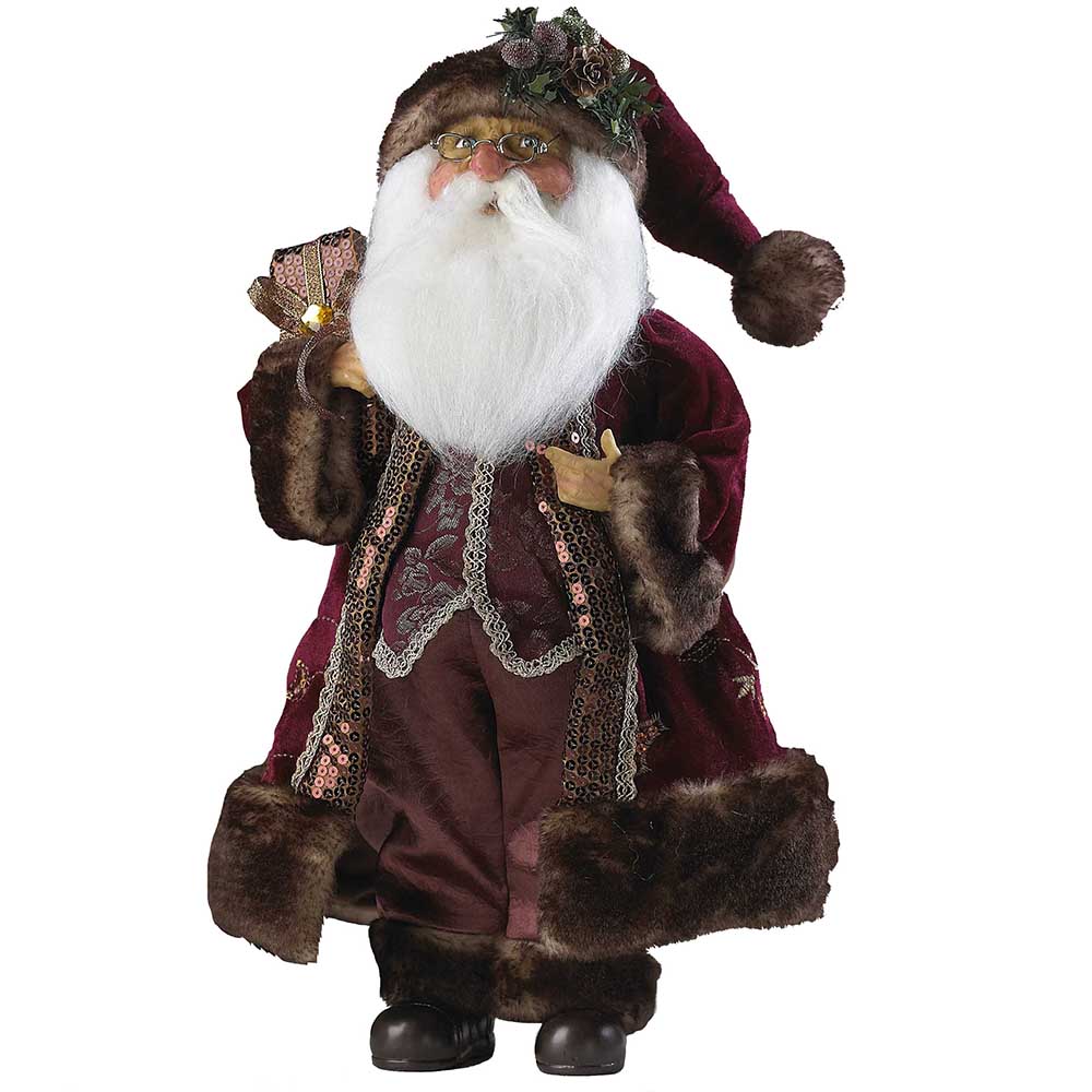 18"Burgundy Standing Santa