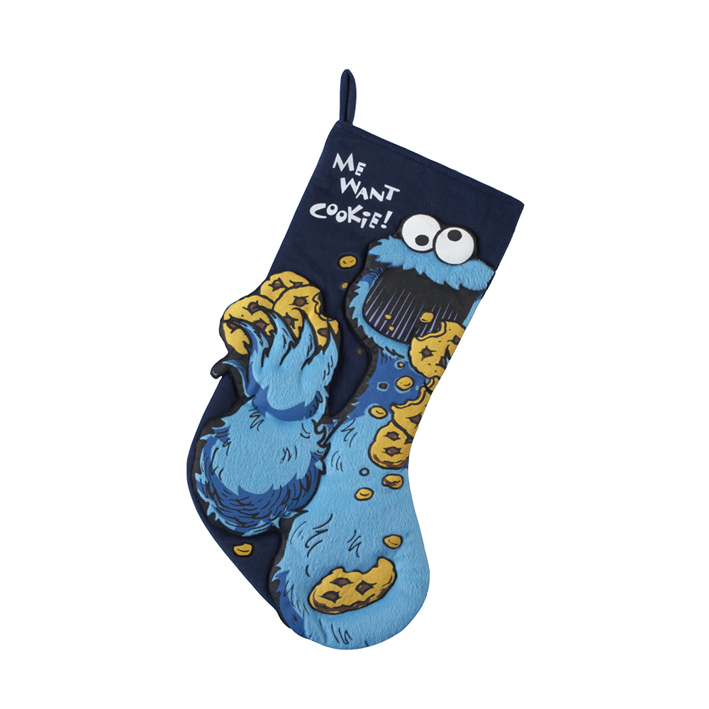 17" Sesame Street Cookie Monster Applique Stocking