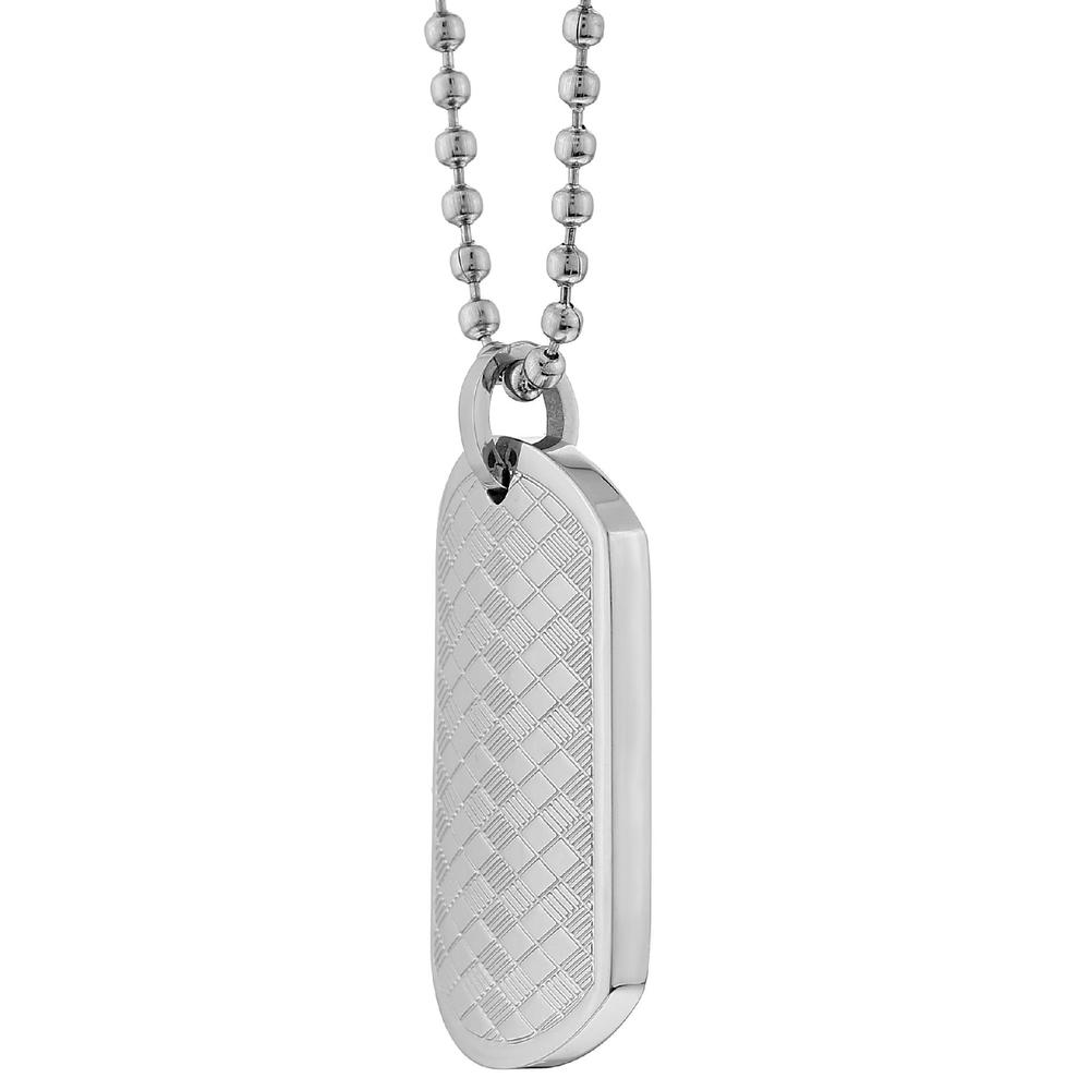 Stainless Steel Dog Tag Pendant With Texture and 22" Ball Chain