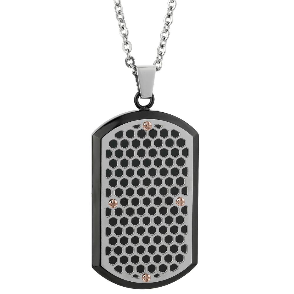 Stainless Steel Dog Tag Pendant With Multi Color IP Accent