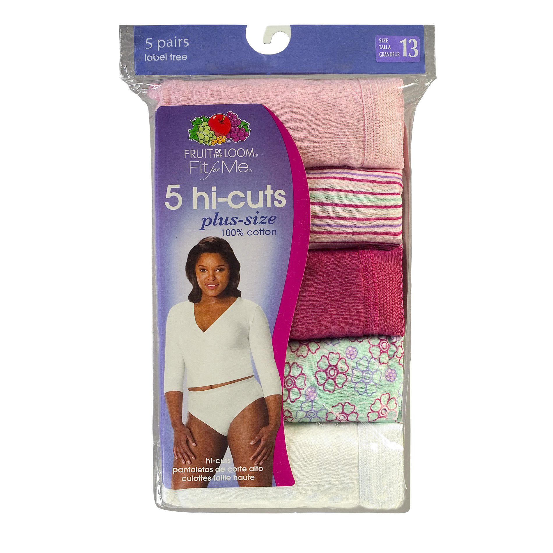Women&#39;s 5-Pack Fit For Me Hi-Cut Briefs - Assorted
