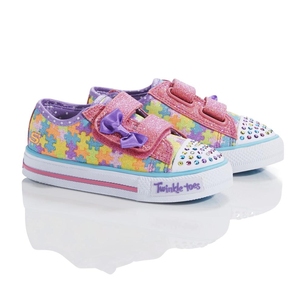 Skechers Toddler Girl's Jumpin' Jigsaw Pink/Multicolor Light Up Shoe