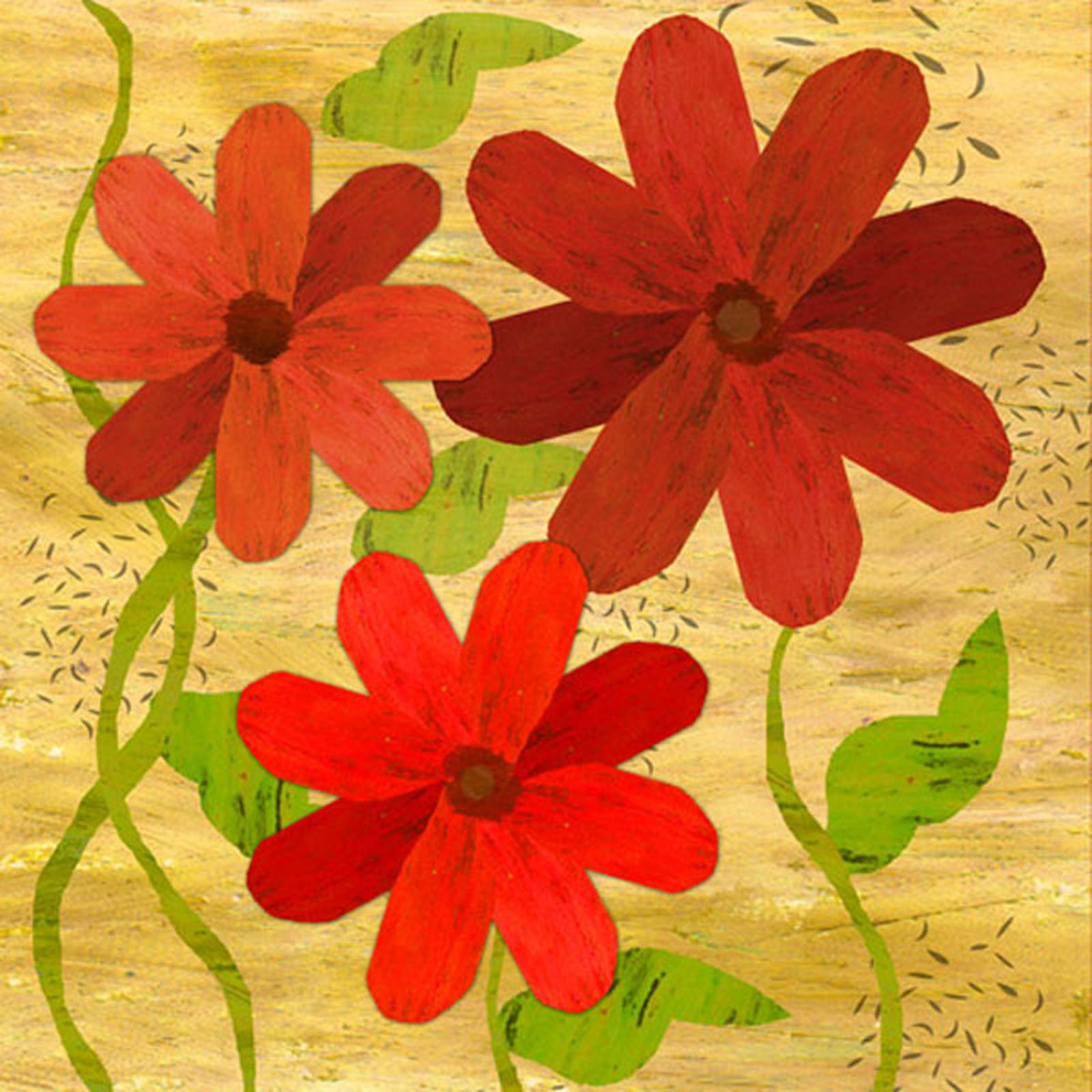 Green Leaf Art Brigth Reds II Canvas Art