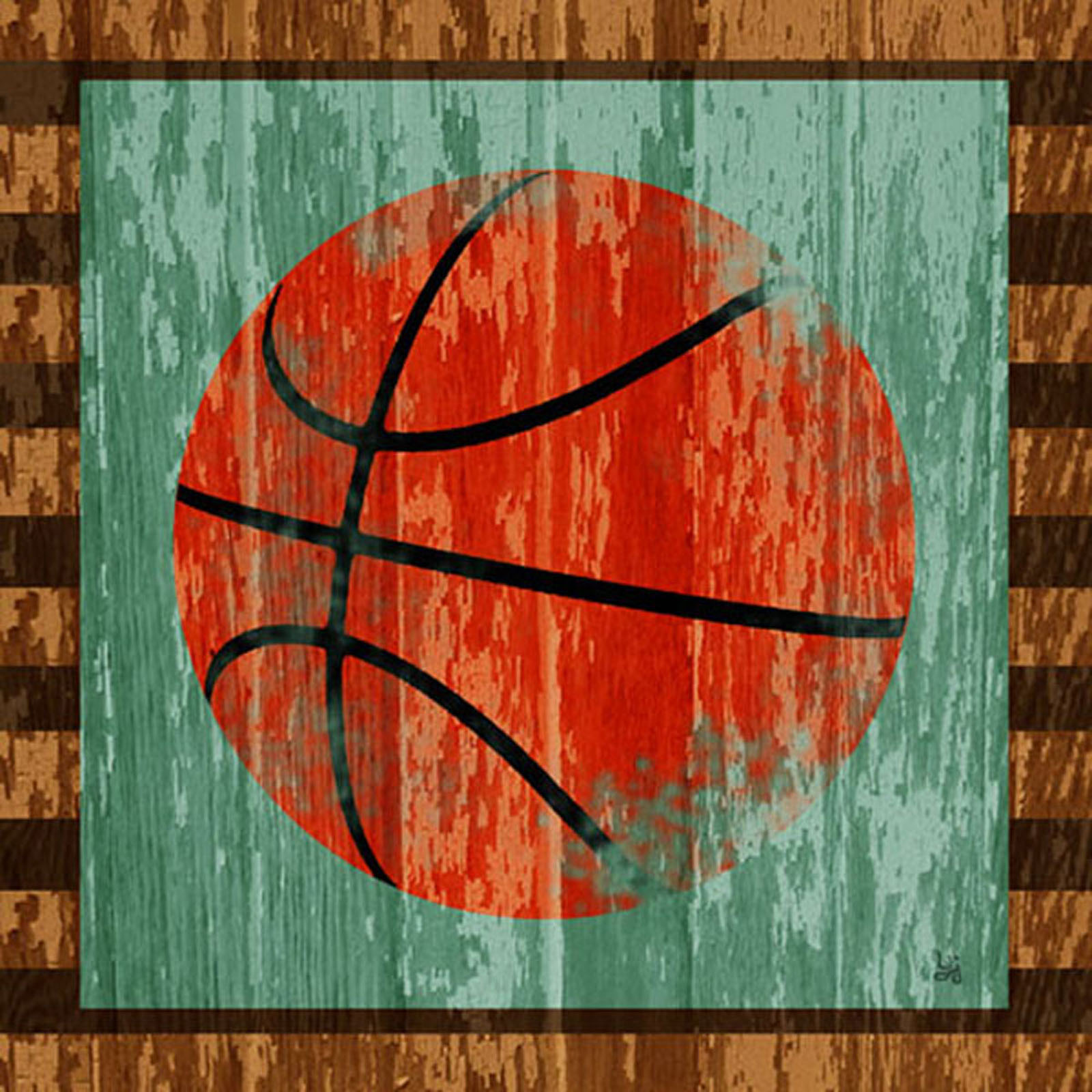Green Leaf Art Basket Vintage Ball Canvas Art