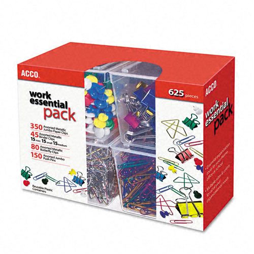 Variety Pack of Clips and Push Pins, 625 pieces