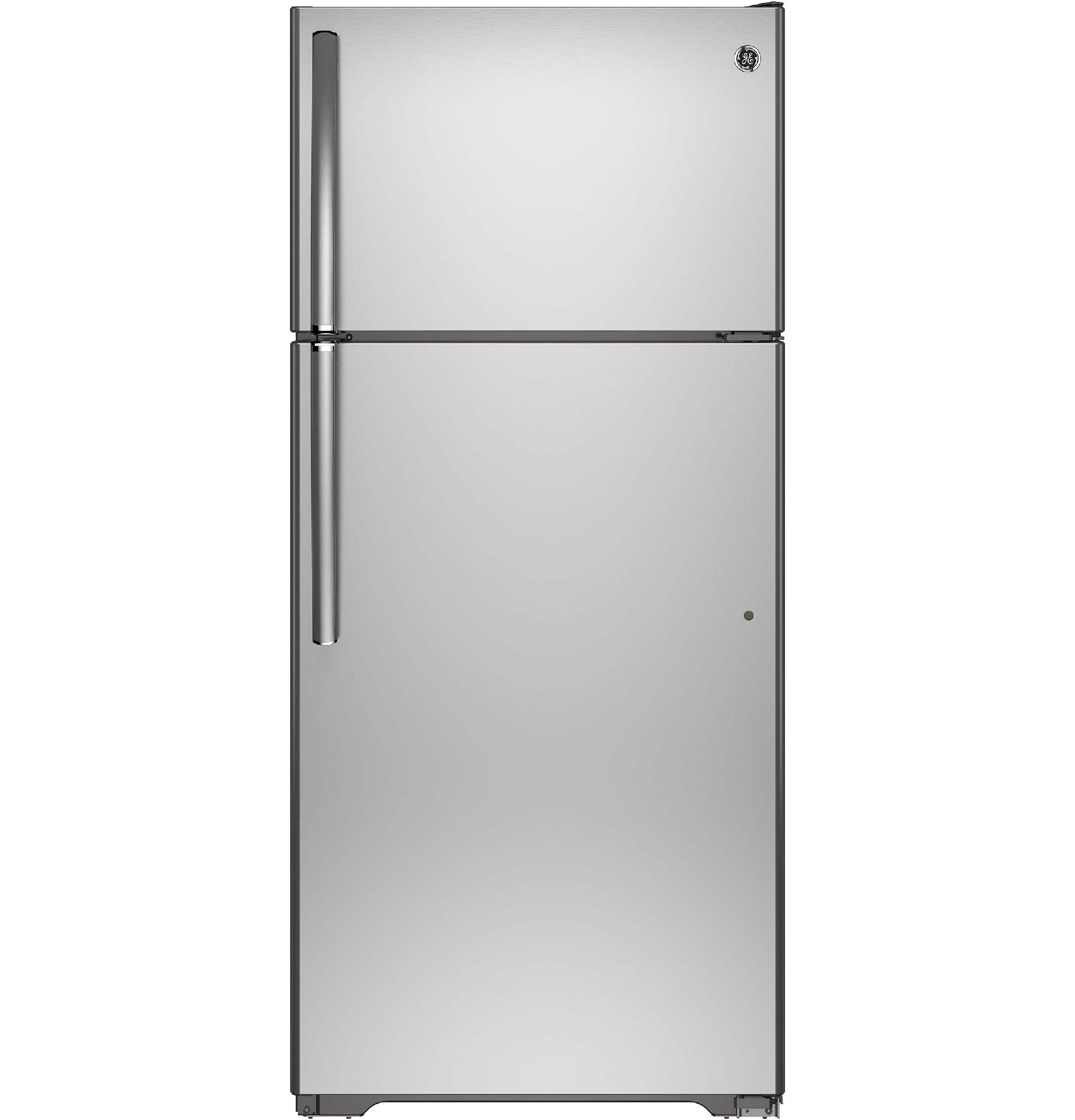 407.4 GE 15.5 cu. ft. TopFreezer Refrigerator Stainless Steel Big Deal Outlet Z19