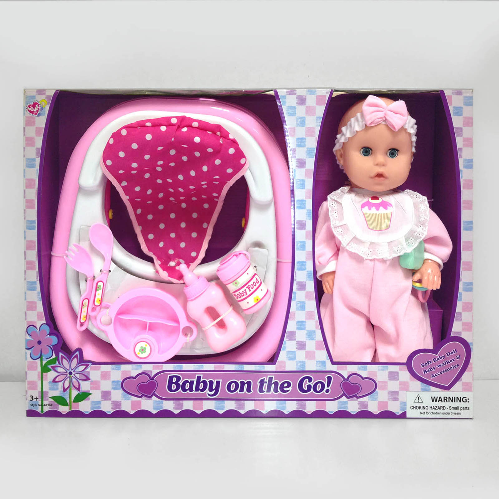 14" Baby Doll with Walker and accessories