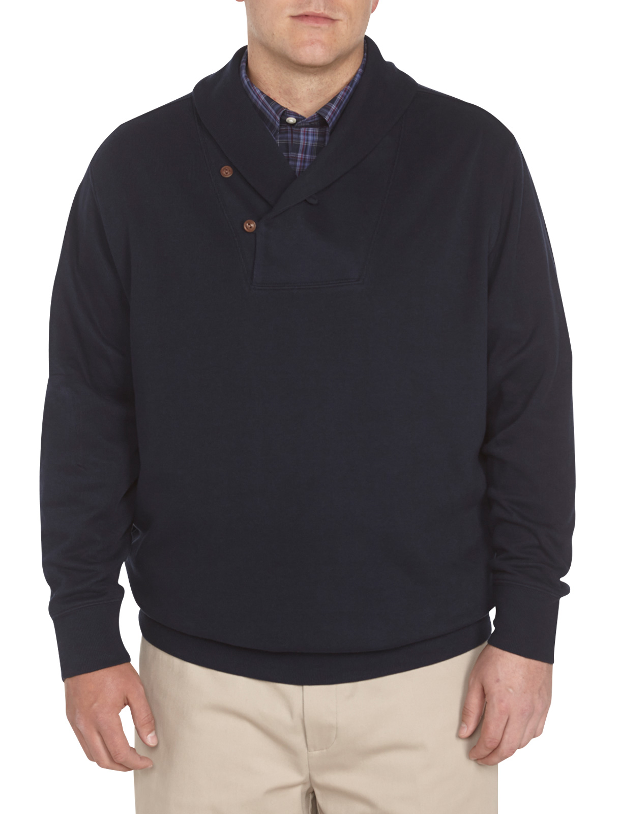 Oak Hill Men's Big and Tall Ribbed-Knit Shawl Collar Pullover