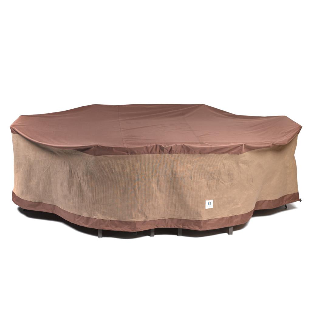 Duck Covers Ultimate 140L Rectangle\/Oval Patio Table with Chairs Cover