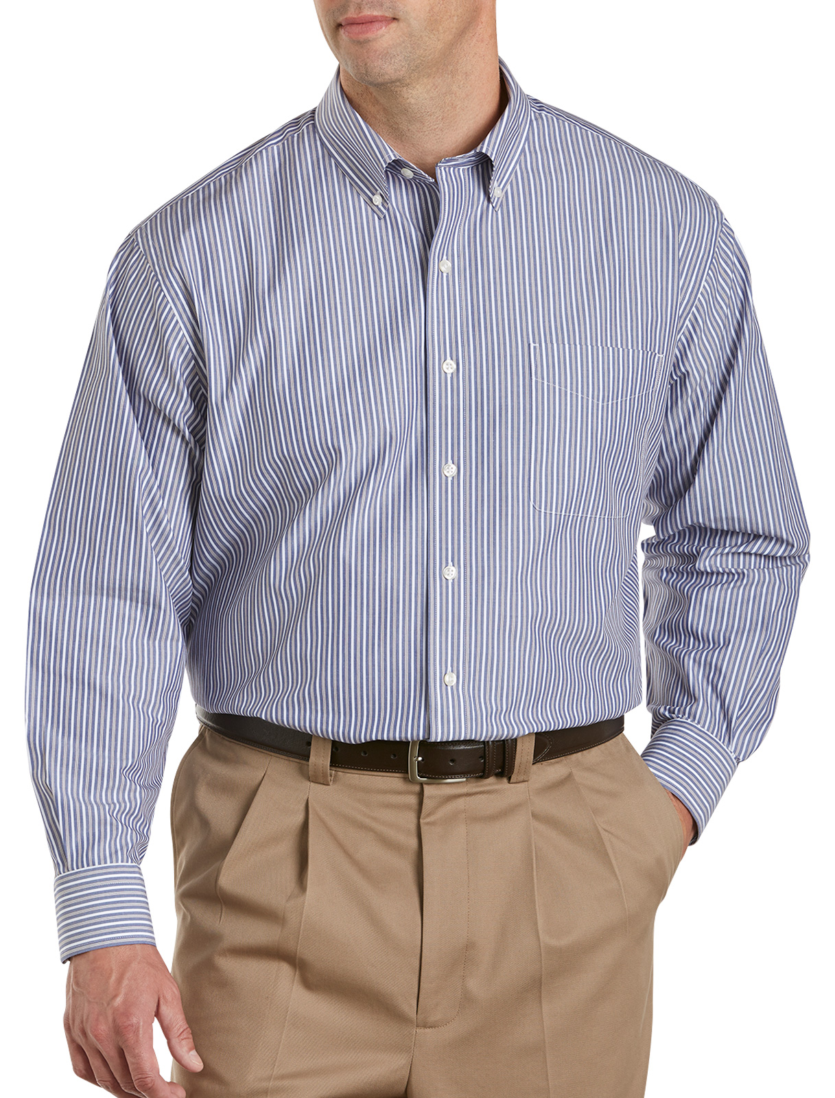Oak Hill Men's Big and Tall Multi Stripe Sport Shirt