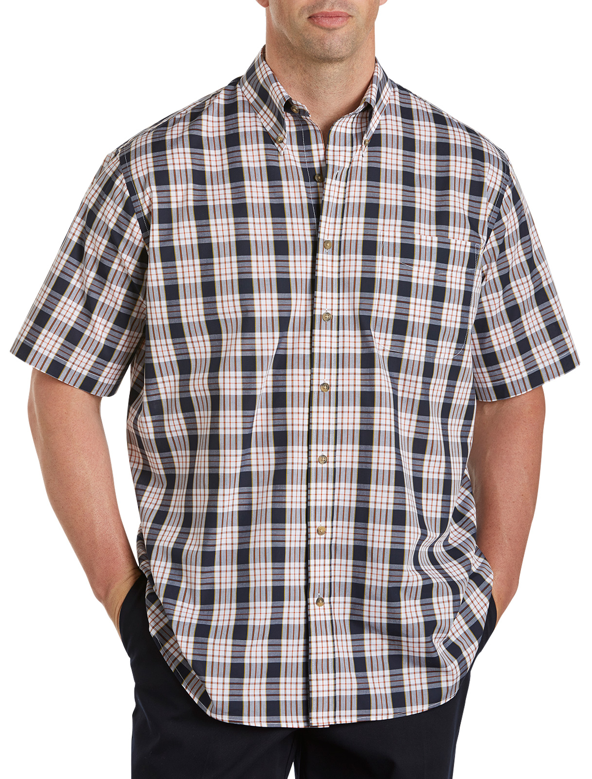 Harbor Bay Men's Big and Tall Easy-Care Large Plaid Sport Shirt