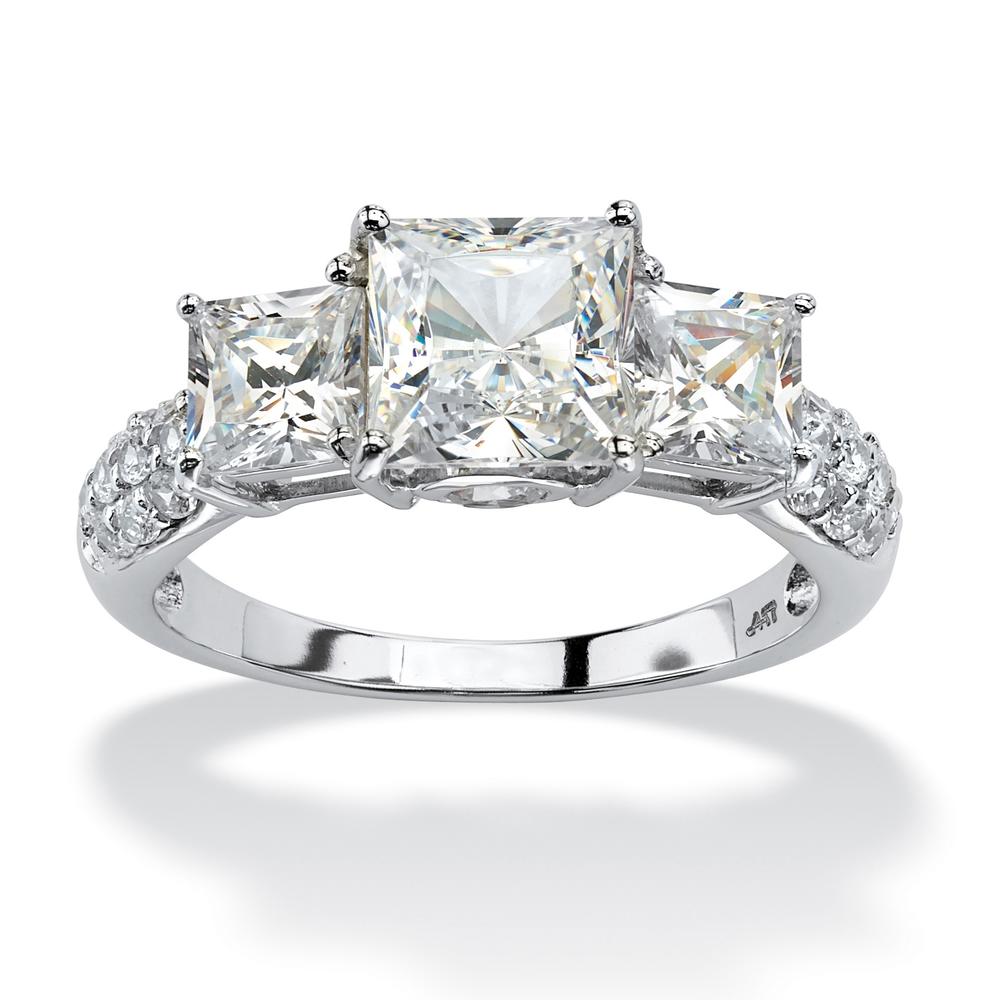 3.06 TCW Princess-Cut Cubic Zirconia Engagement Anniversary Ring in 10k White Gold