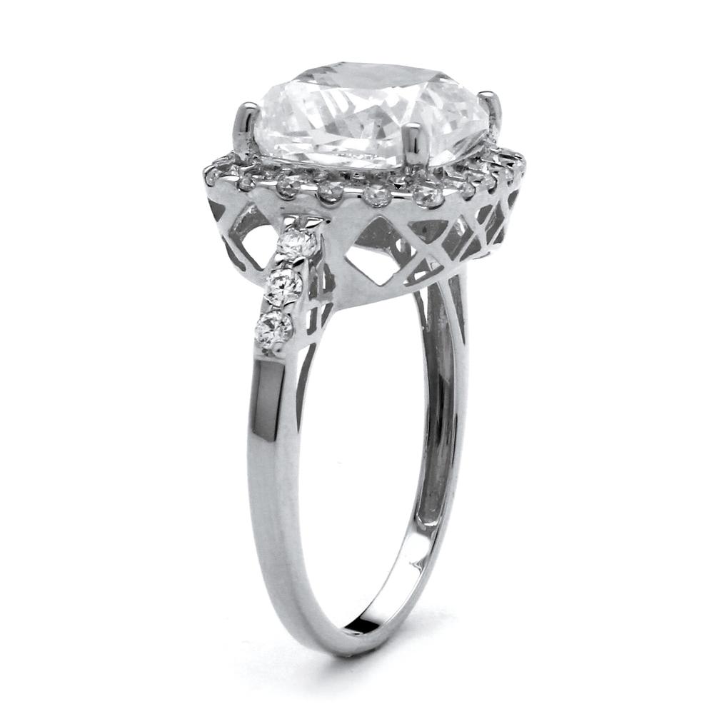 3.20 TCW Princess-Cut Halo Cubic Zirconia Ring in 10k White Gold