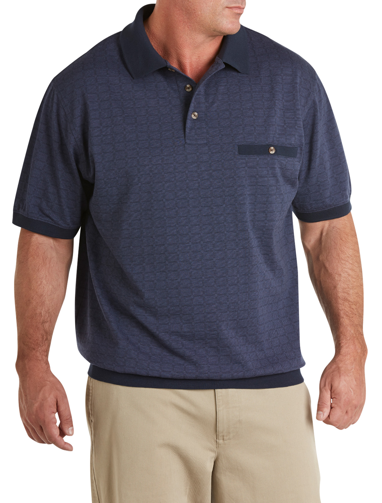 Harbor Bay Men's Big and Tall Tonal Square Banded Bottom Shirt