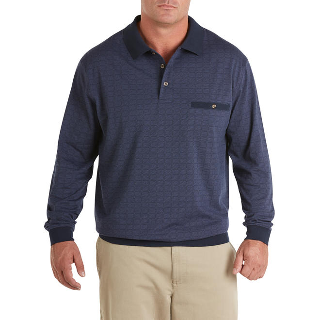 Harbor Bay Men's Big and Tall Tonal Square Banded Bottom Shirt