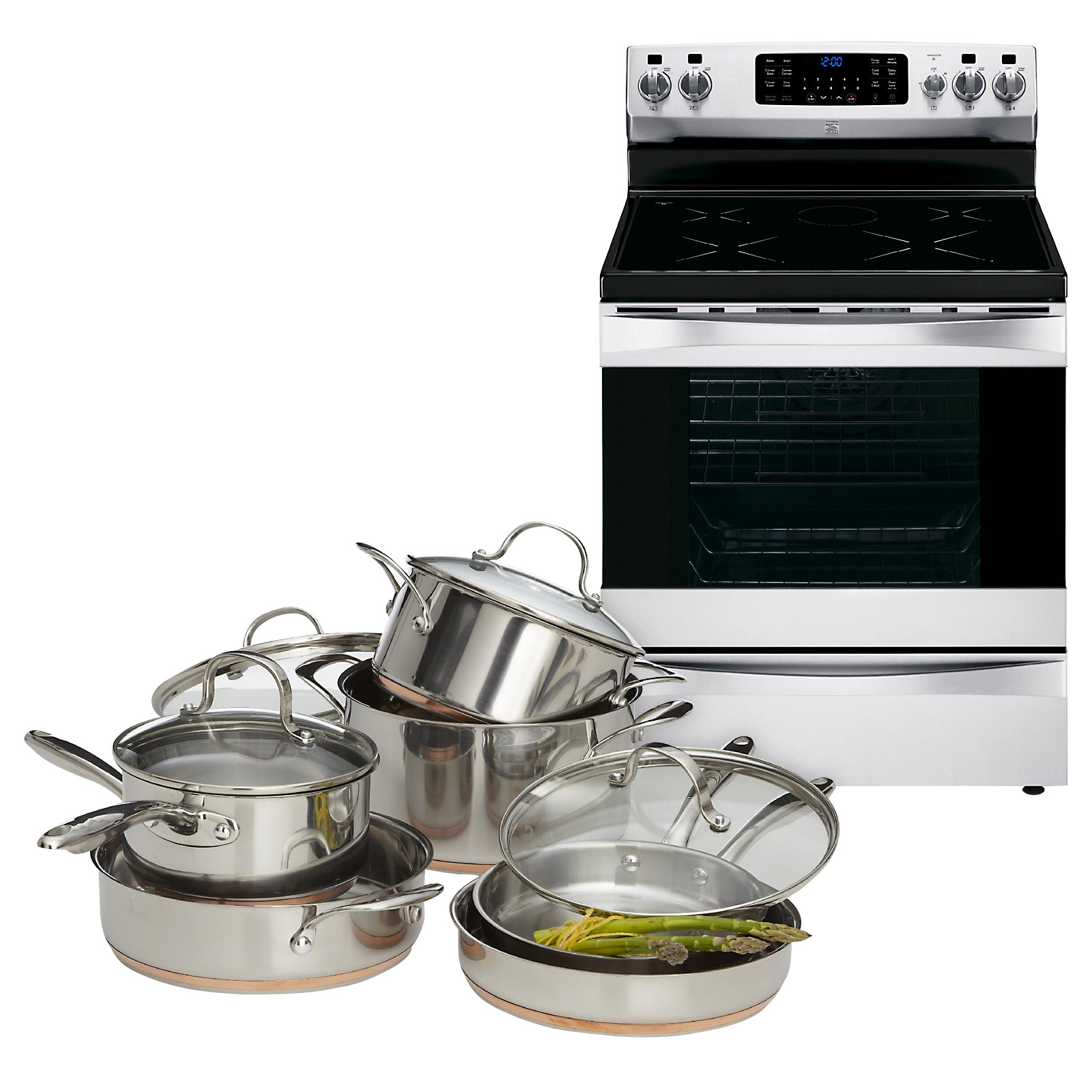 Kenmore 10 pc. Stainless Steel with Copper Band Cookware Set Home
