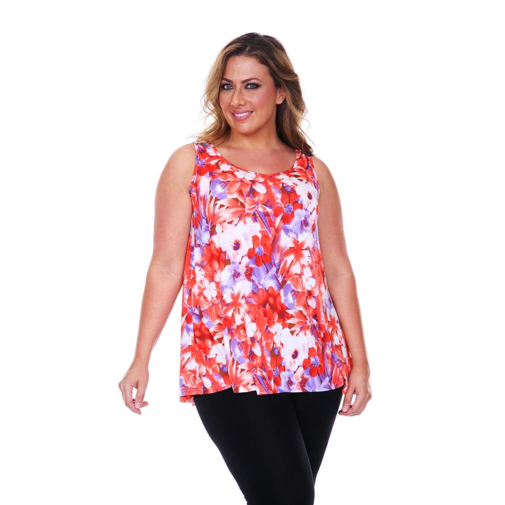 White Mark Plus Size Printed Floral Tank Top