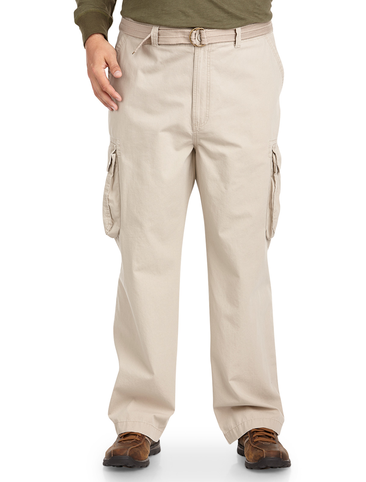 True Nation Men's Big and Tall Belted Ripstop Cargo Pants