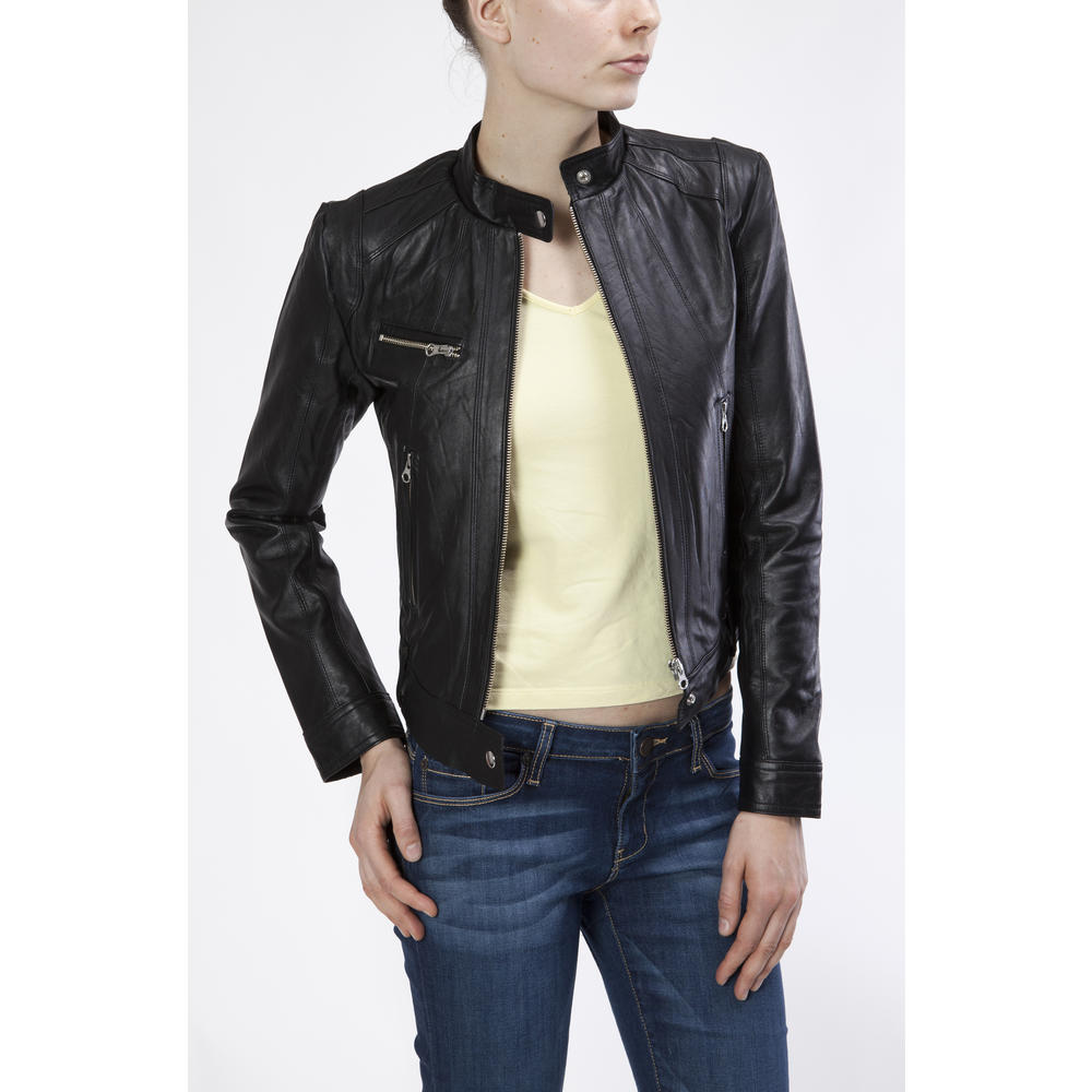 UNITED FACE Women's Lambskin Leather Scuba Jacket