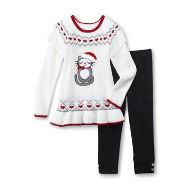 WonderKids Infant & Toddler Girl's Christmas Sweater & Leggings Cat