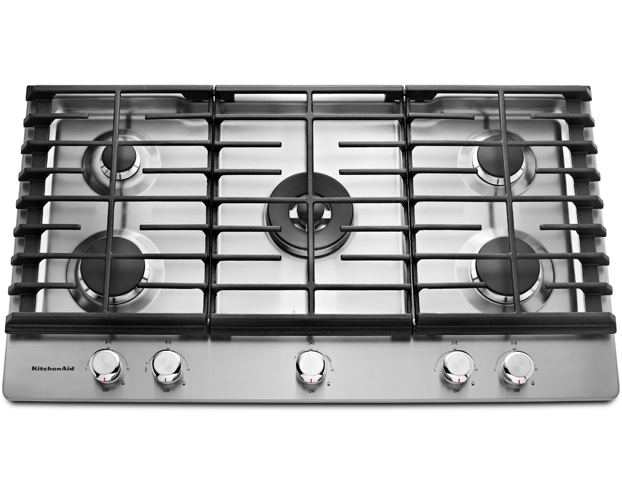 KitchenAid 36" Gas Cooktop w/ 20K BTU Professional Dual Ring Burner Stainless Steel