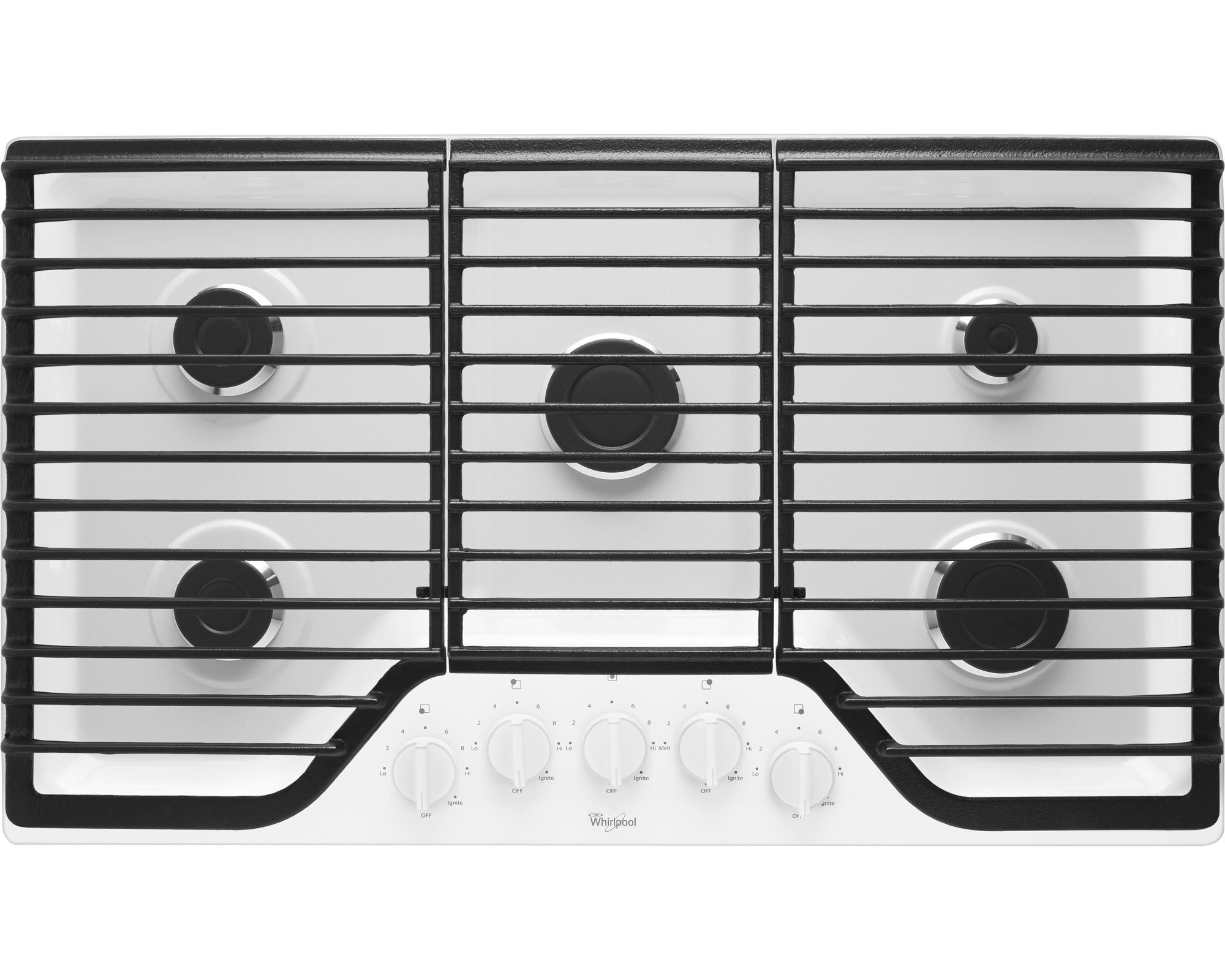 Whirlpool 36 5-Burner Gas Cooktop w\/ SpeedHeat Burner - White - WCG51US6DW