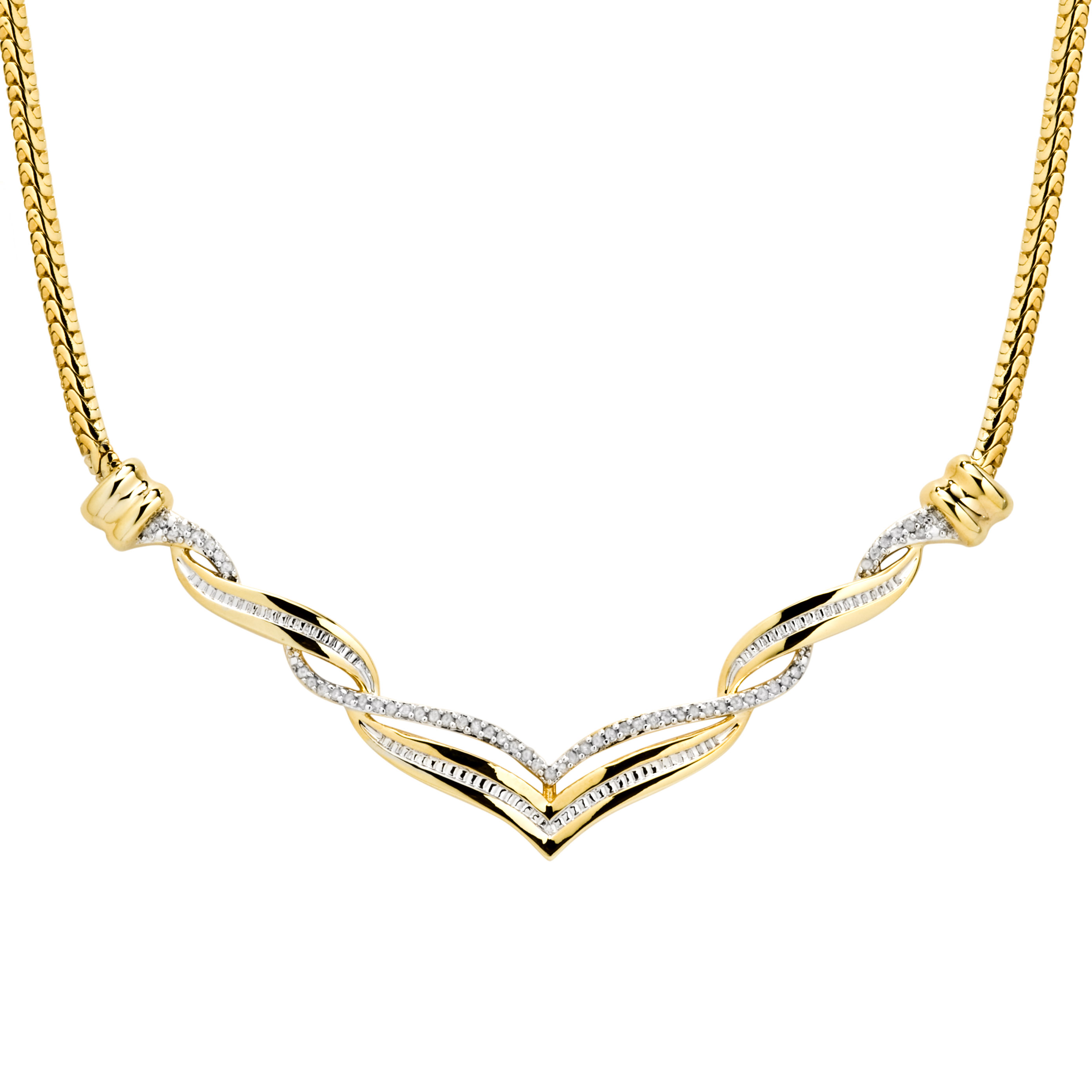 Gold Over Brass 0.33cttw Diamond Necklace