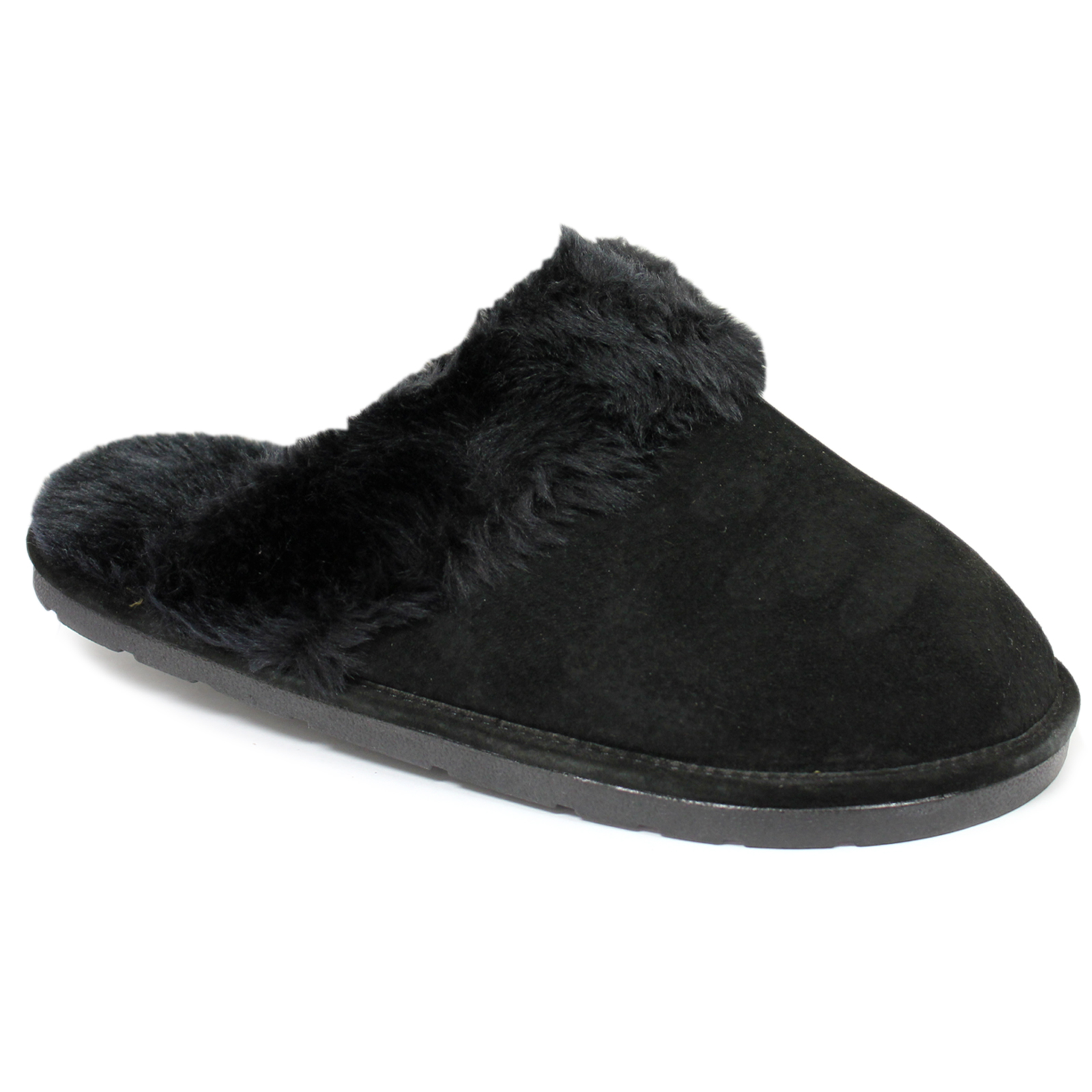Lady's Faux Shearling Scuff Slipper in Durable Suede