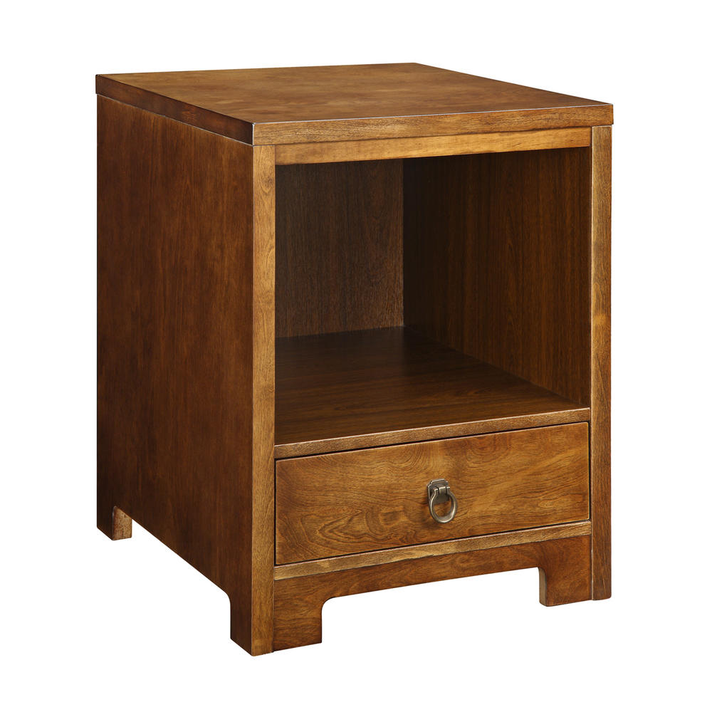 1-Drawer Side Table in Warm Mahogany