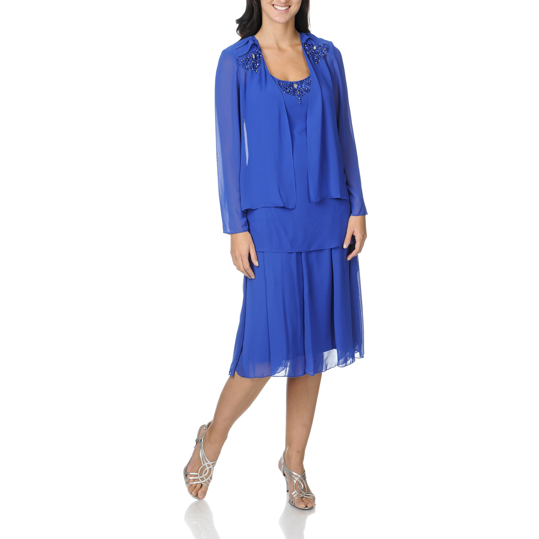 Women's 2 Piece Embellished Tiered Dress - Online Exclusive