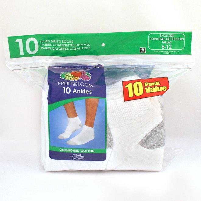 Fruit of the Loom Men's Quarter Sport Sock 10 Pack