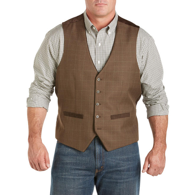 Oak Hill Men's Big and Tall Windowpane Vest