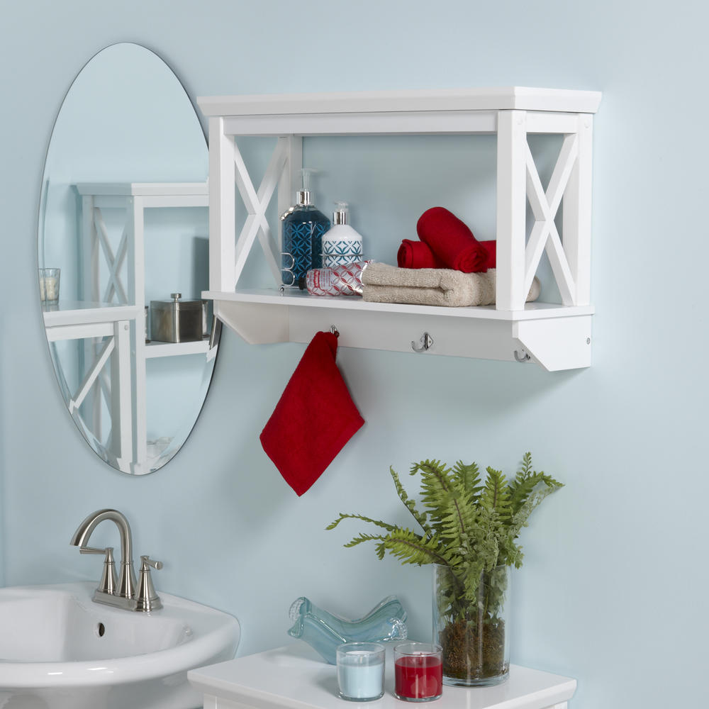 RiverRidge X-Frame Bathroom Wall Shelf - White Finish