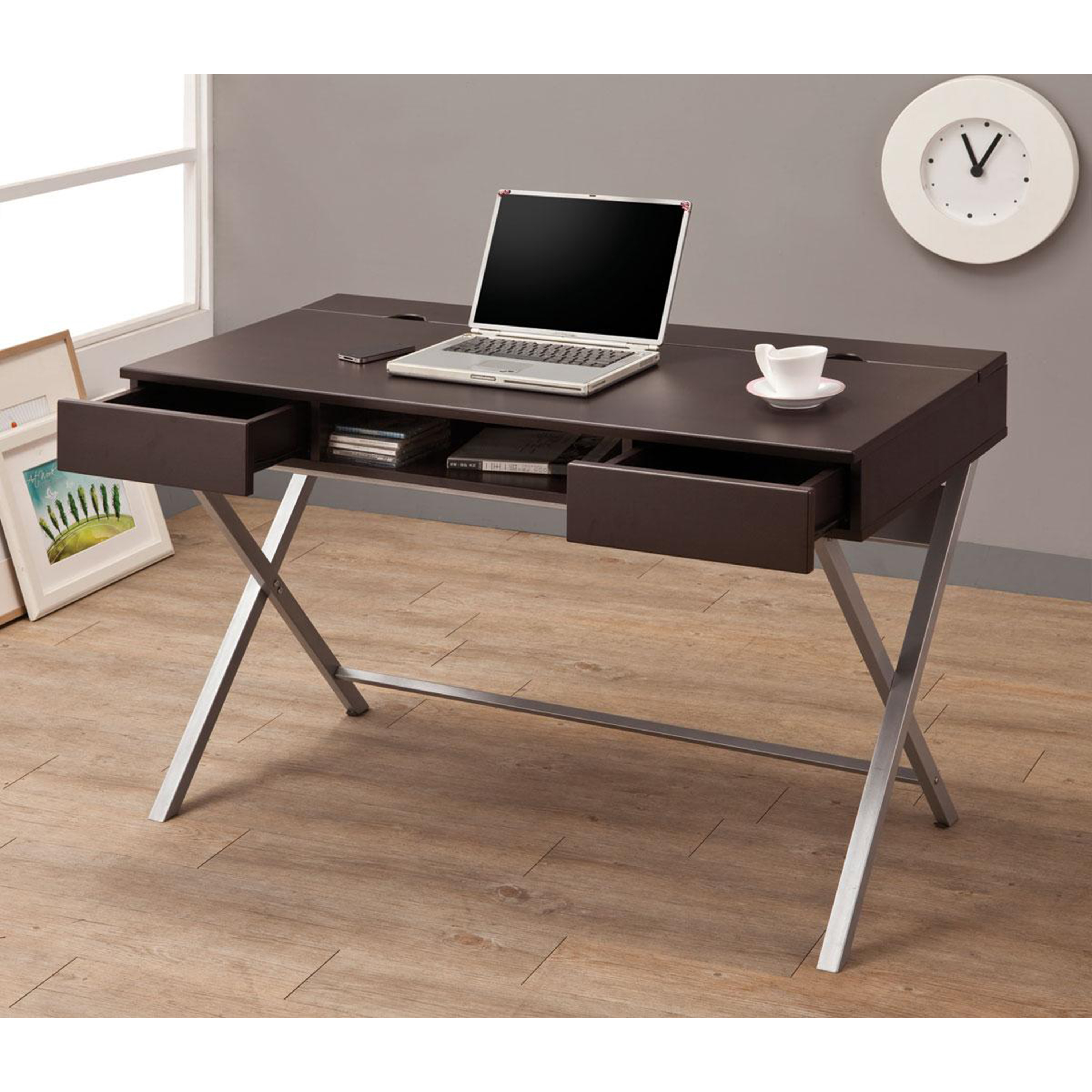 Venetian Worldwide Wilson Computer Desk in Cappuccino Finish- Multi Venetian Worldwide Wilson Computer Desk in Cappuccino Finish- Multi