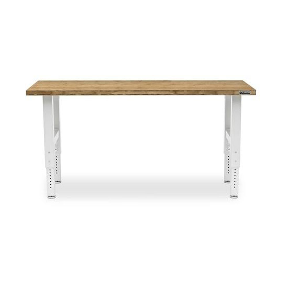 Gladiator Premier Series 42 in. H x 72 in. W x 25 in. D Bamboo Top Adjustable Height Workbench in Everest White